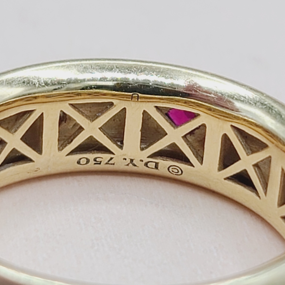 David Yurman Modern Renaissance Band Ring in 18k Gold With Rubies and Diamonds - Picture 5 of 10